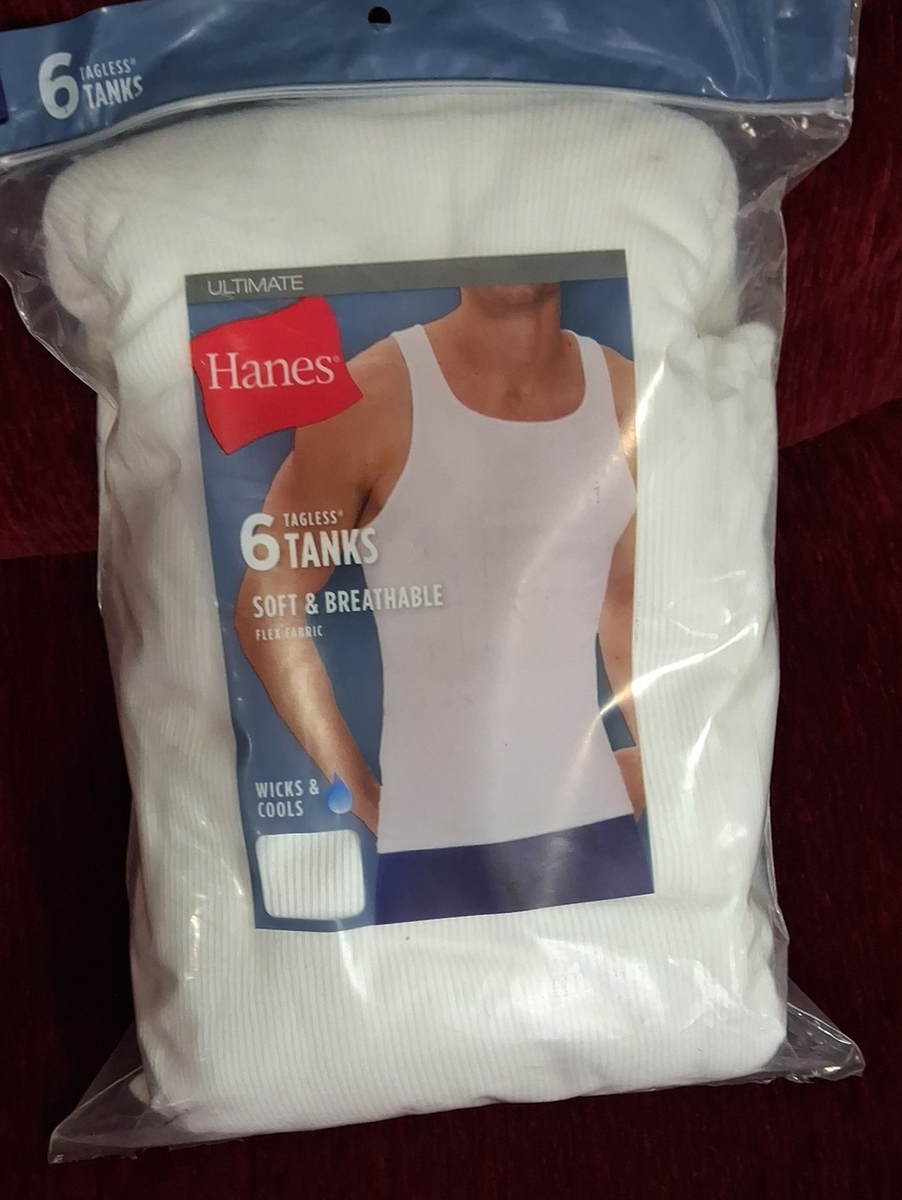 NWT Mens 2X Hanes White 6-Pack Tagless Tank Tops